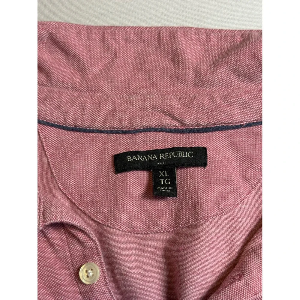 Banana Republic‎ Mens XL Pink Heathered Cotton Short Sleeve Pocket Polo Shirt